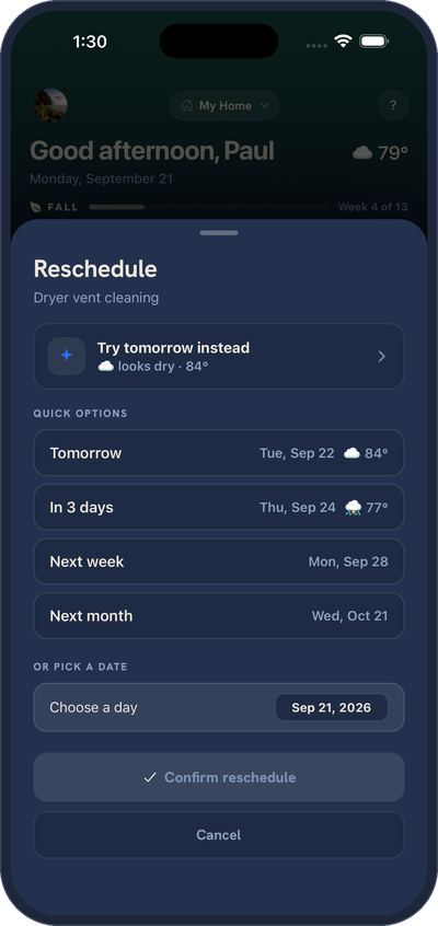 Weather-aware rescheduling